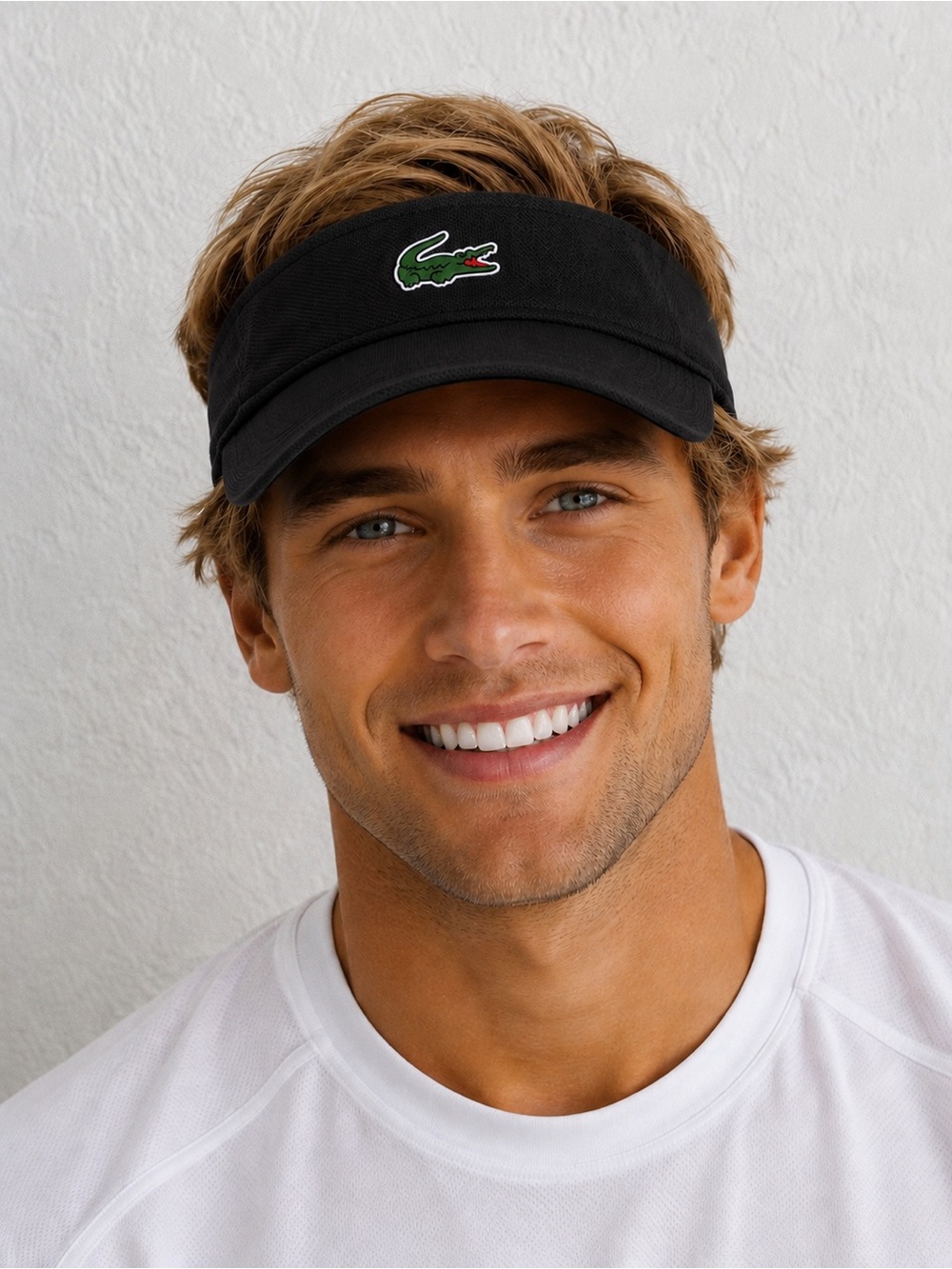 Lacoste Sport Visor Hat Cap One Size Black Adjustable Logo Sweatband Golf Unisex